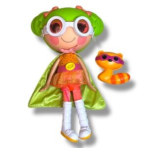Lalaloopsy Dyna Might Doll with Goggles Outfit Cape Shoes Pet Raccoon Super Hero